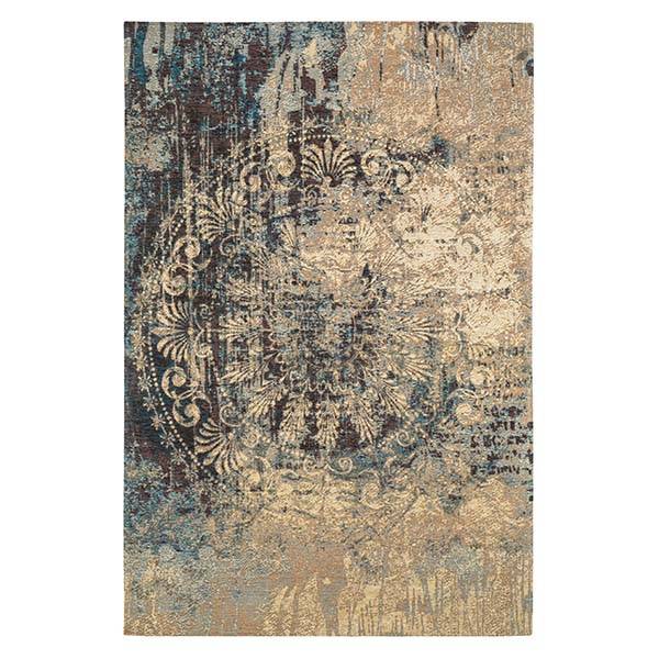 Ornamentteppich im Vintage Used Look in beige und blau